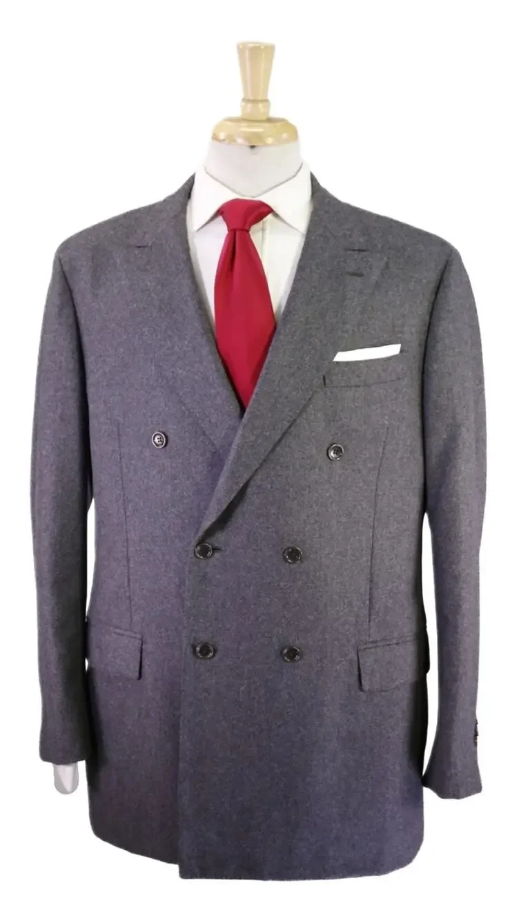 Sid Mashburn Kincaid No. 3 Gray Wool Cashmere Flannel Double Breasted Blazer 46R